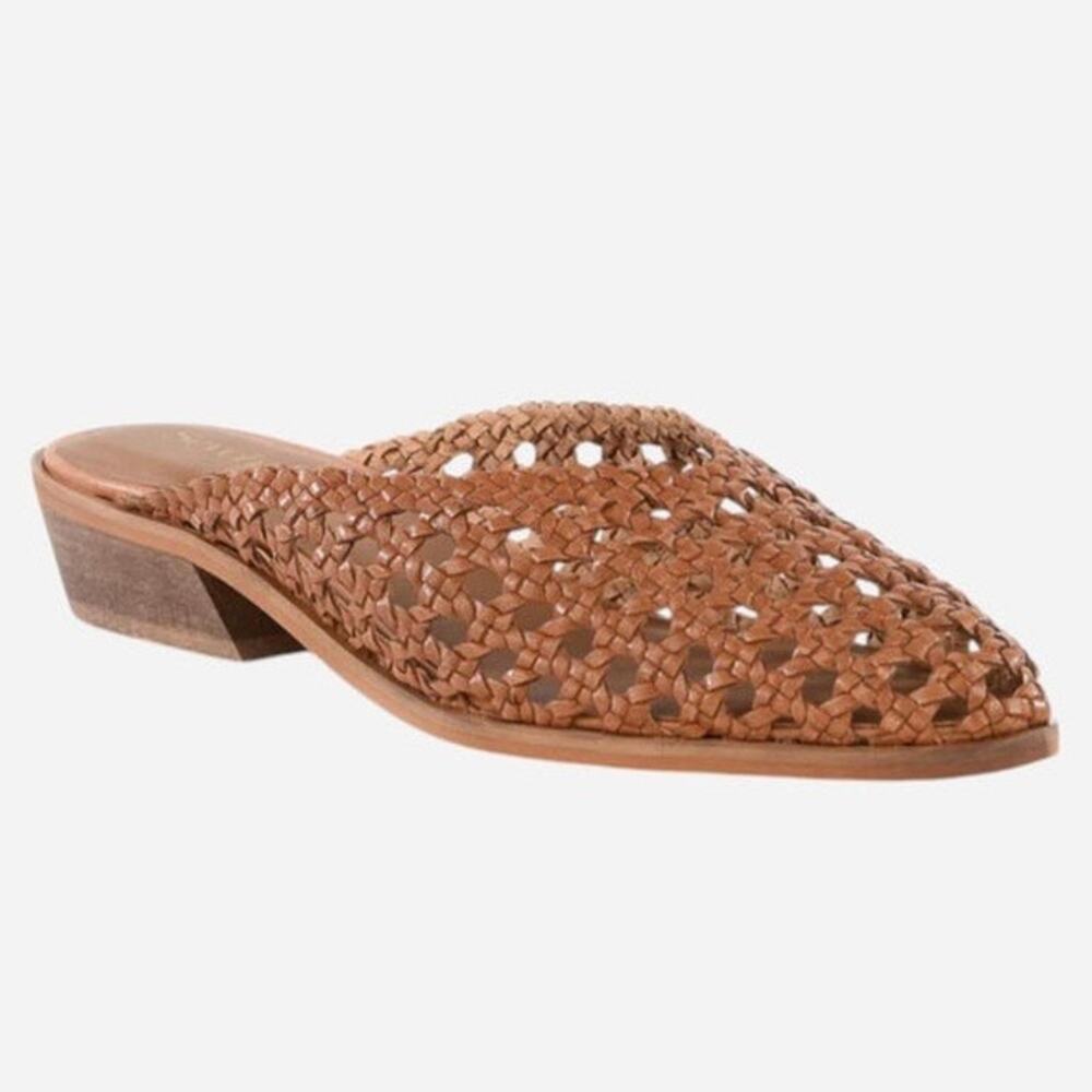 Seychelles Women's Moonshine Braided Woven Tan Leather Mules Slip On Shoes - 6.5